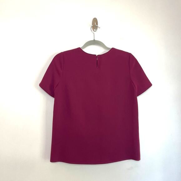 Marc by Marc Jacobs Applique Short Sleeve Blouse Dark Cherry Sz 0 Designer Flaw - Picture 2 of 8